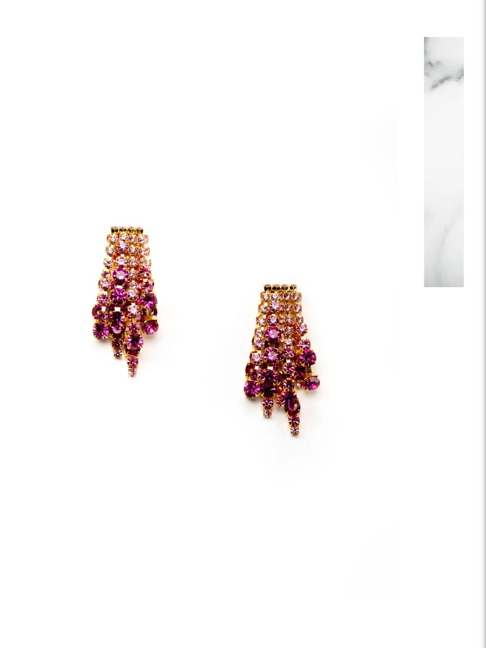 Gold-Tone Pink Crystal Cascade Earrings